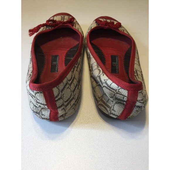 Carolina Herrera Women Cloth Ballet Flats Logo Print Comfort Round Toe Size 39 - Picture 2 of 8